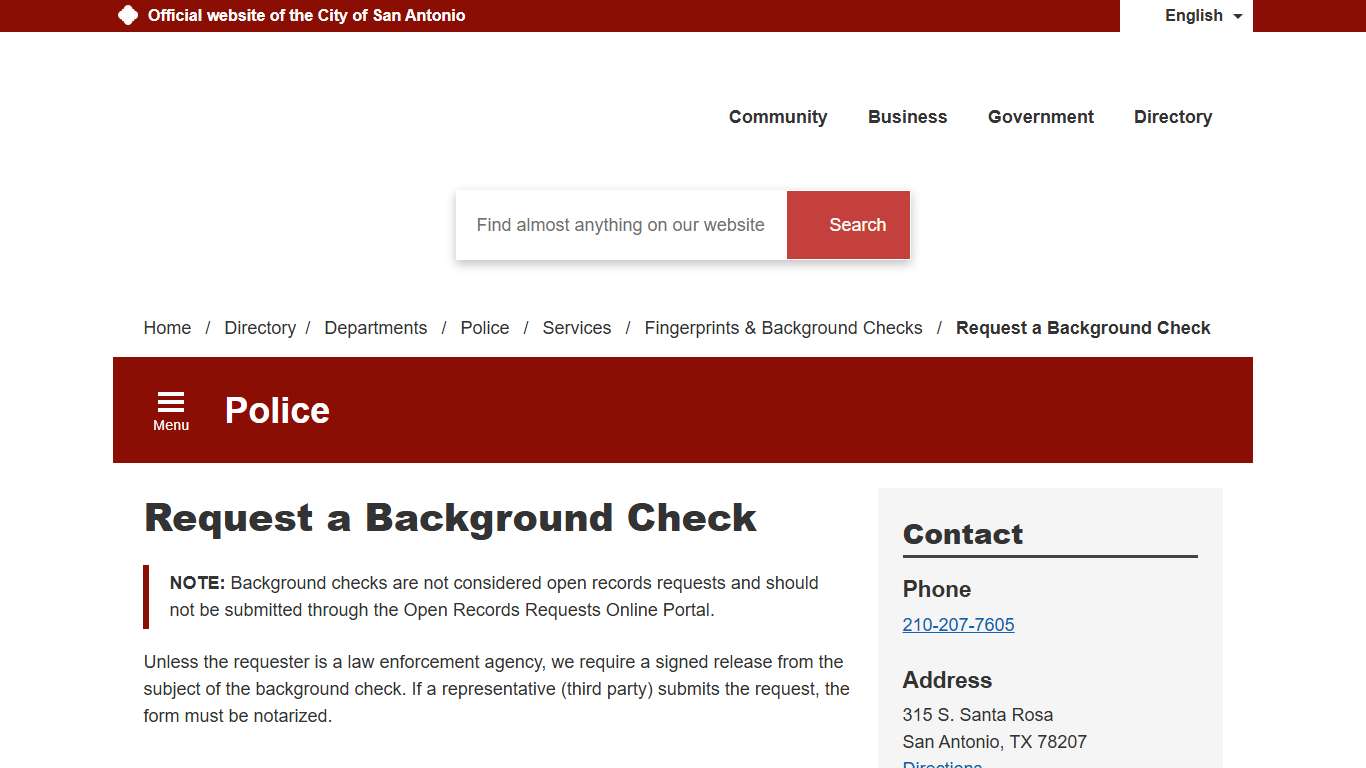 Request a Background Check - City of San Antonio